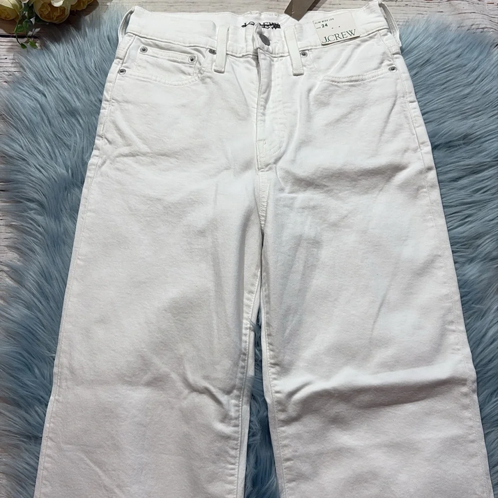NWT J. Crew Slim Wide Leg Jean in White Wash sz 24